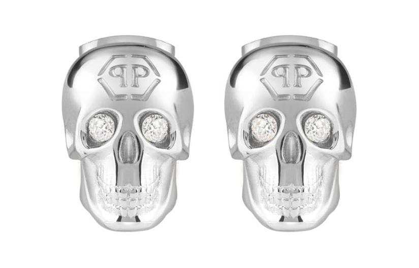 Philipp Plein 3D skull-motif stud earrings