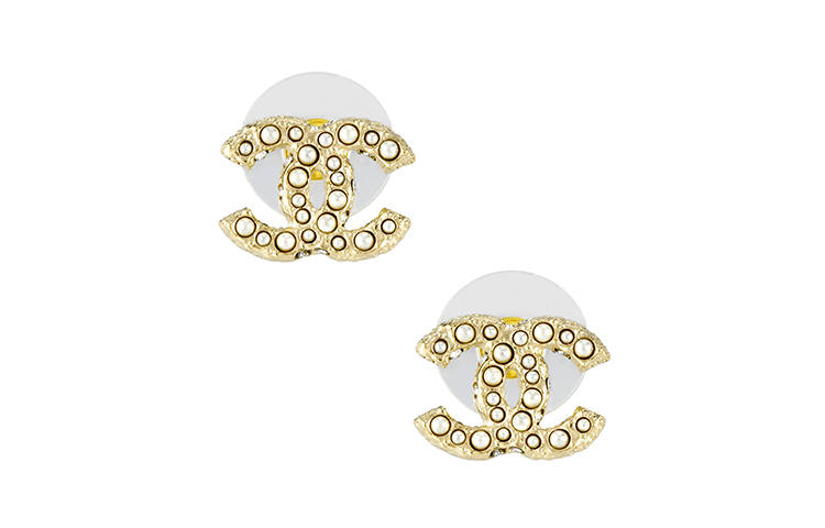 CHANEL 2010 Plated Cc Crystal Drop Costume Earrings