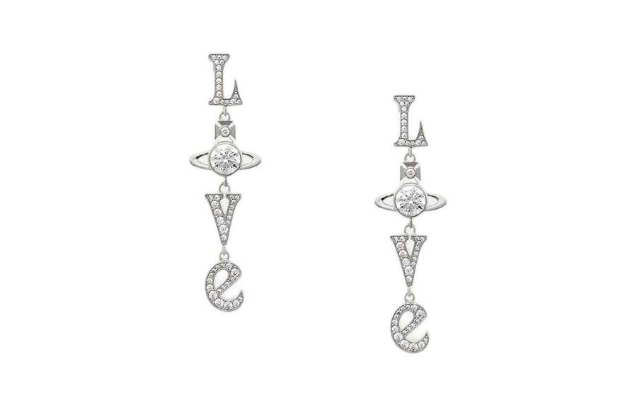 Vivienne Westwood Cubic Zirconia, Crystal, Brass, Electroplated Earrings Women's Silver