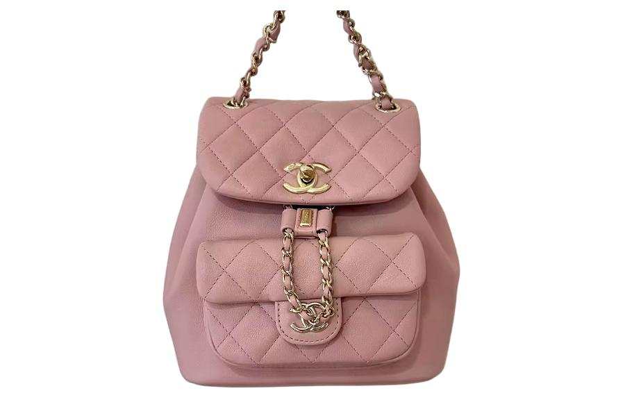 CHANEL Duma Cow Leather Material Gold Coin Backpack Small Women's Pink