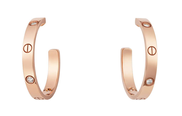 CARTIER LOVE 18K Rose Gold, Diamond Earrings Unisex Rose Gold