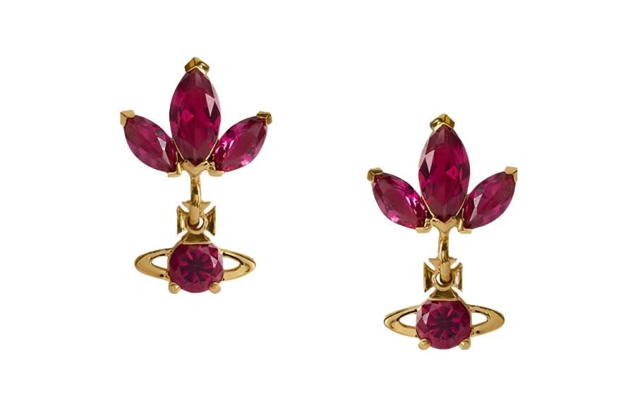 Vivienne Westwood Cubic Zirconia Brass Metal Earrings Women's