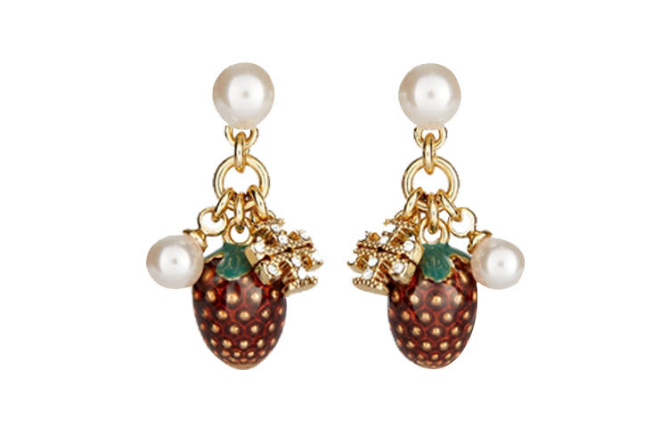 TORY BURCH Kira Earrings Women's Gold/Ivory White/Red