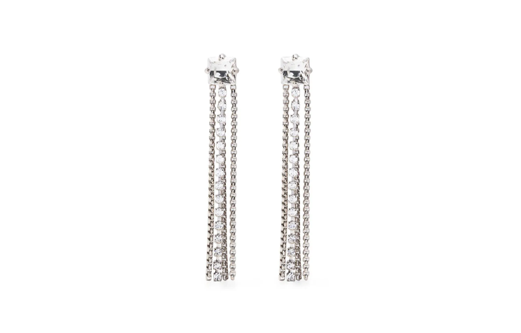 MIU MIU Crystal, Metal Earrings Women's Silver