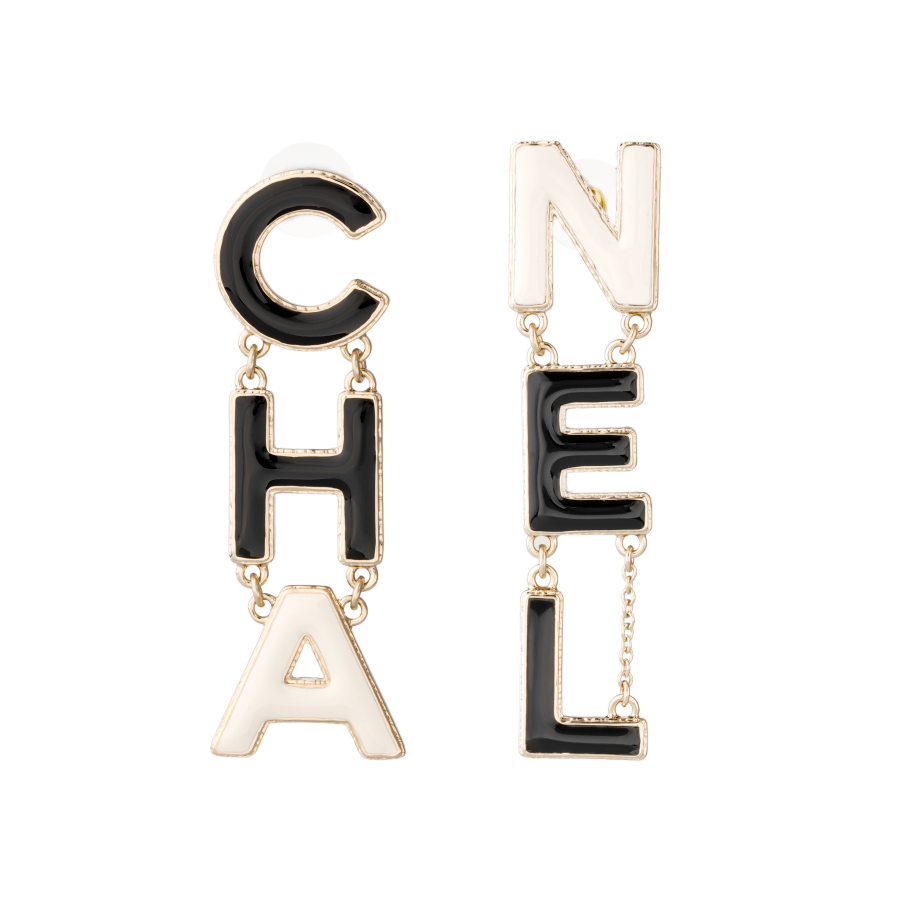 CHANEL Pre Owned 1986 1988 Logo enamel Drop Earrings