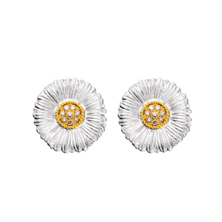 BUCCELLATI BLOSSOMS 925 Sterling Silver With Diamond Stud Earrings Women's
