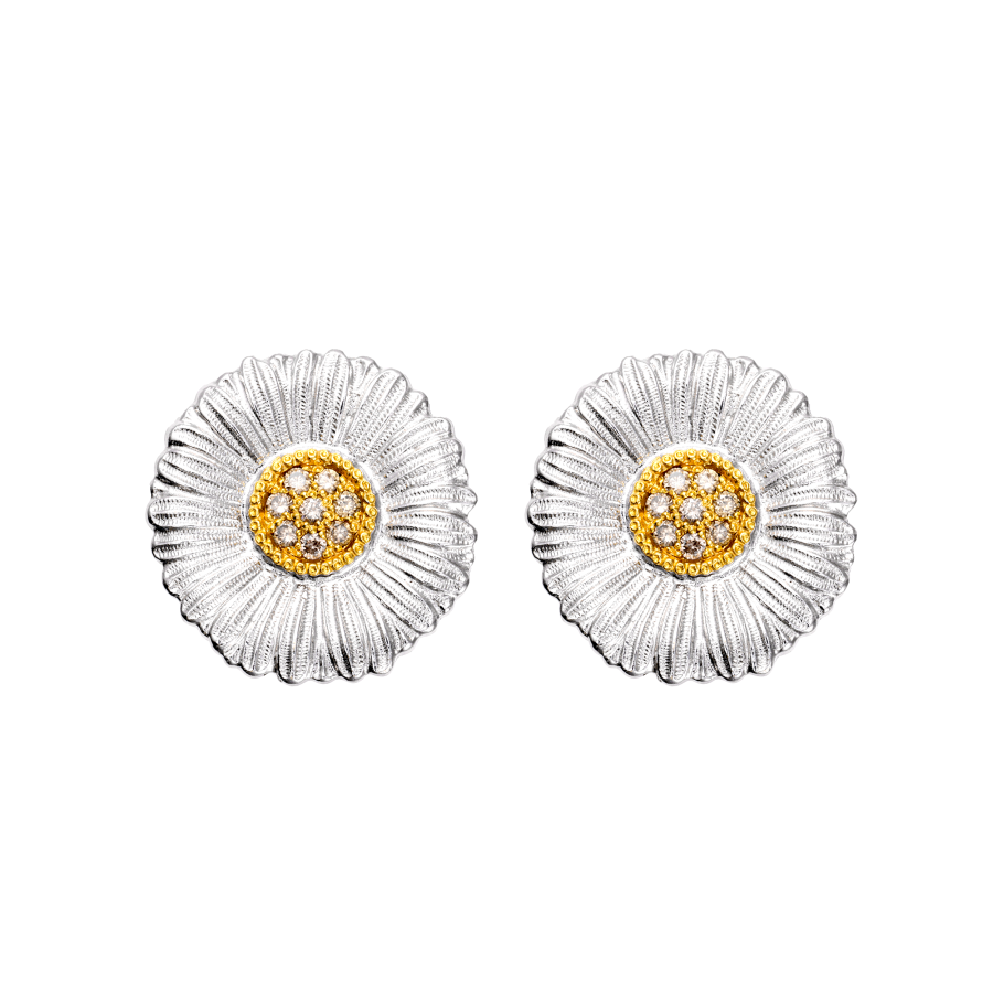 BUCCELLATI BUCCELLATI BLOSSOMS 925 Sterling Silver With Diamond Stud Earrings Women's