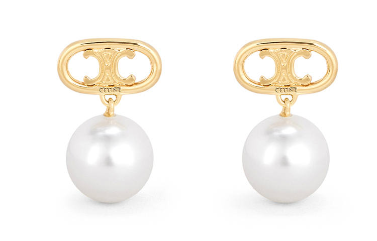 CELINE Les Perles CELINE Earrings In Brass With Gold Finish And Glass Pearls