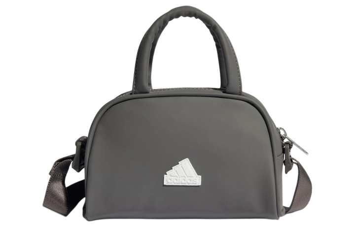 Adidas Adidas Polyurethane Bowling Bag, Shoulder Bag, Handbag Regular Women's Charcoal Gray & White