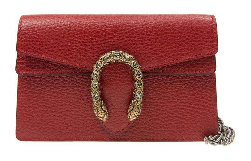 GUCCI Dionysus Leather Crossbody Bag, Shoulder Bag Women's Red