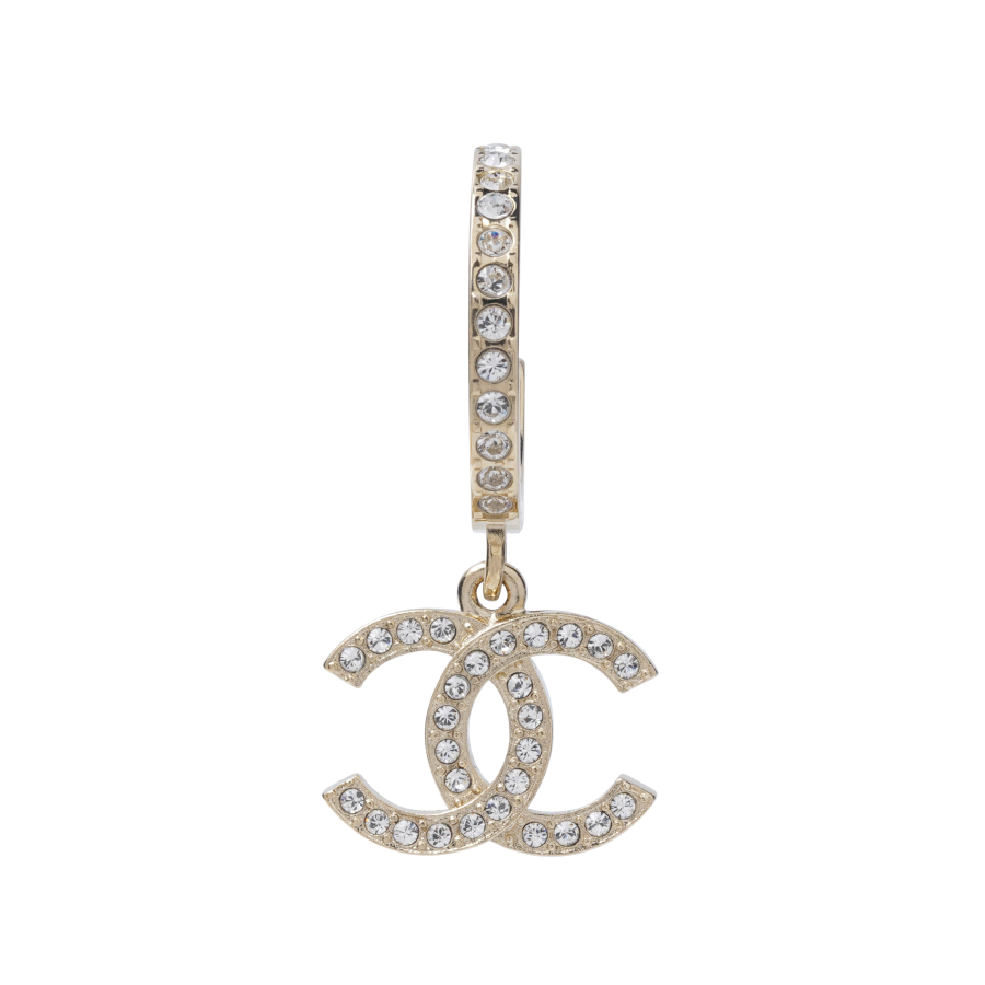CHANEL Pre Owned 2020 Rhinestone embellished CC Mark Hoop Earrings