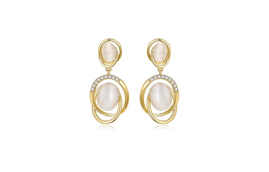 MCK 925 Sterling Silver Alloy Earrings Women's Gold