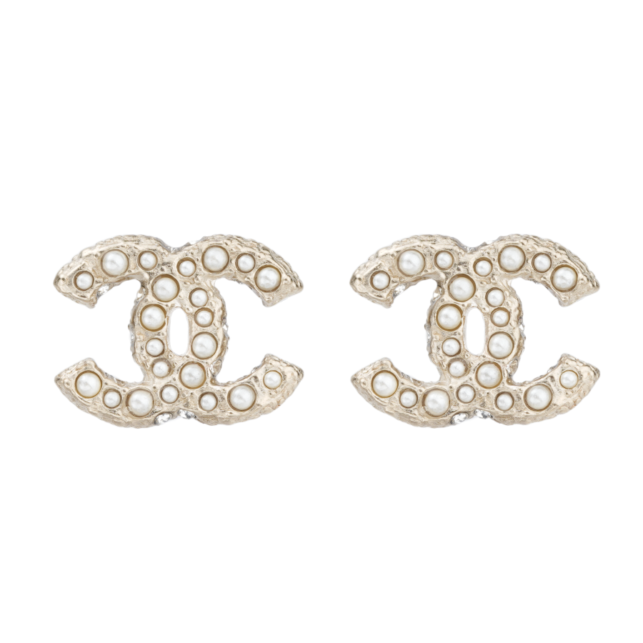 CHANEL CHANEL Crystal Pearl Cc Earrings