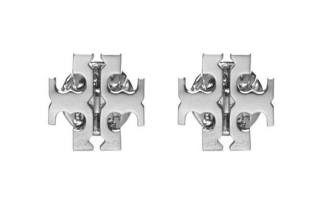 TORY BURCH Double T Motif Polished Finish Earrings