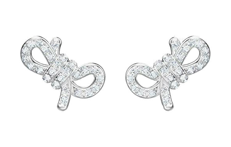 Swarovski Lifelong Bow Rhodium plated Earrings Women's Silver