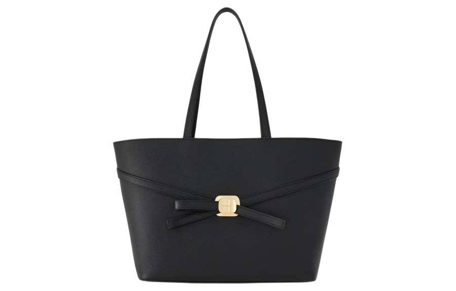 FERRAGAMO Vara Cow Leather Tote Bag, Shopping Bag, Handbag Medium Women's Black
