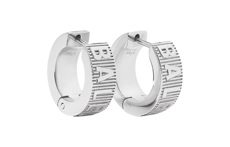 Balenciaga Force striped logo hoop earrings