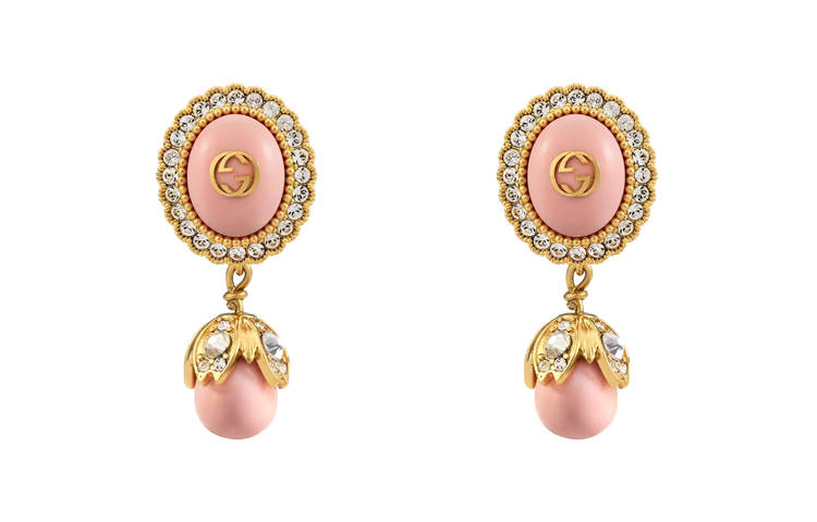 GUCCI Interlocking Metal Earrings Women's Pink