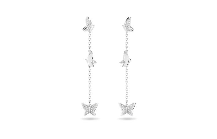 Swarovski Lilia Artificial Crystal, Rhodium Plated Earrings Women's