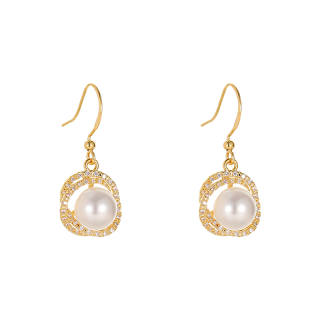 ONEKISS Faux Pearl Gold Plated Copper Earrings Women's