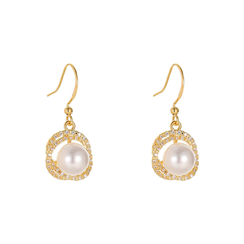 ONEKISS Faux Pearl Gold Plated Copper Earrings Women's