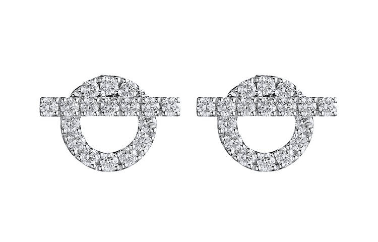 HERMES FINESSE White Gold Set With Diamonds Earrings Women's