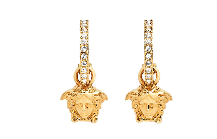 VERSACE VERSACE Medusa Pendant Embellished Hoop Earrings