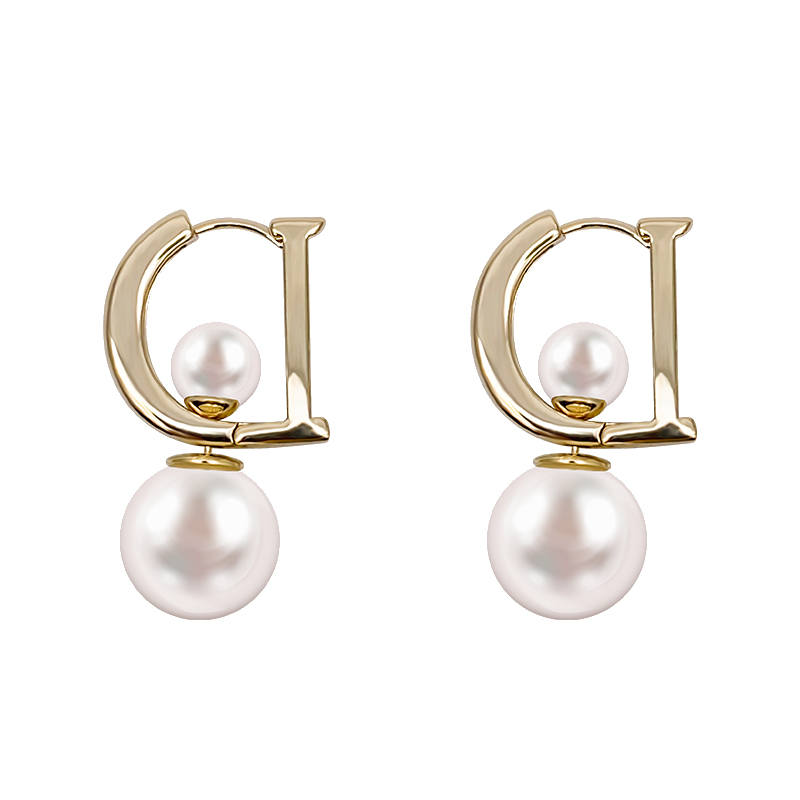 ONEKISS Faux Pearl Gold Plated Copper Earrings Women's