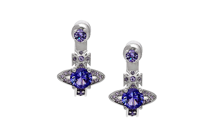 Vivienne Westwood Brass, Cubic Zirconia Crystal Earrings Women's Silver/Lavender