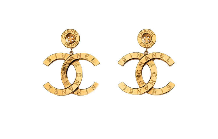 CHANEL CHANEL Paris Button Earrings Large
