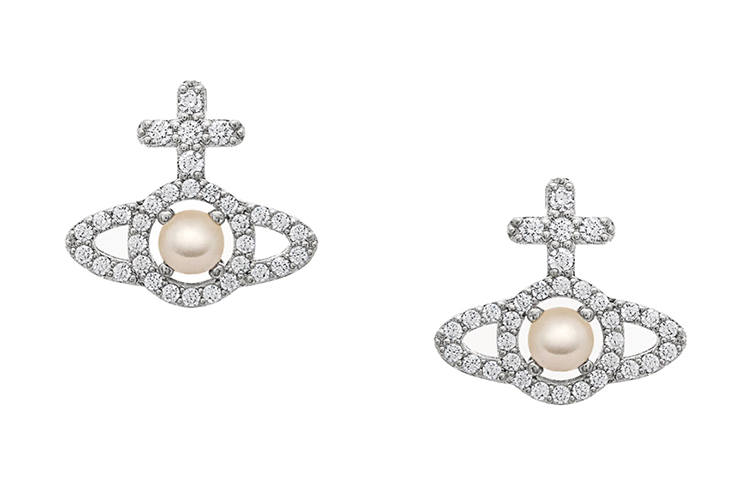 Vivienne Westwood Brass Cubic Zirconia Earrings Women's Silver
