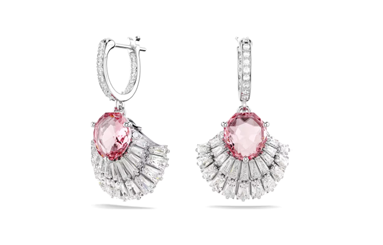Swarovski Cubic Zirconia, Rhodium Plated, Faux Crystal Earrings Women's Pink