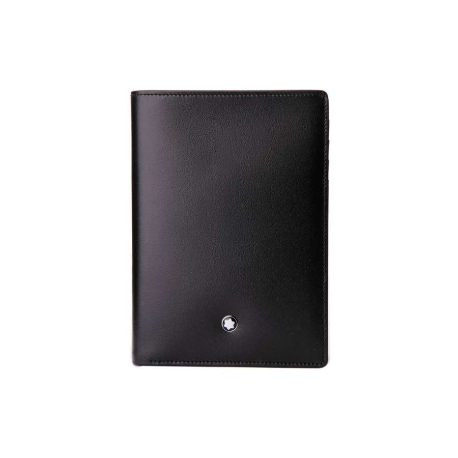 MONTBLANC Meisterstuck Flap Closure Cow Leather Wallet Coin Purse Men's Black