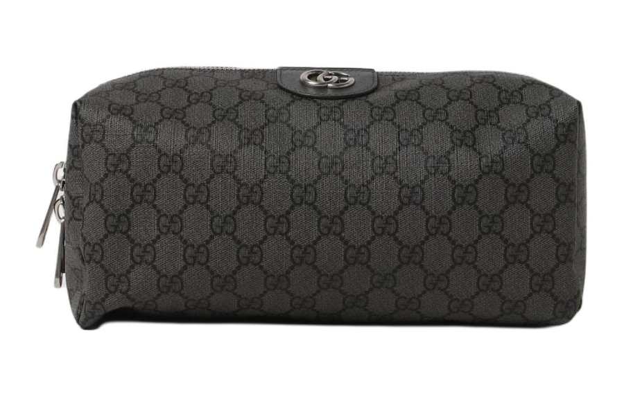 GUCCI Ophidia Canvas With Leather Makeup Bag Toiletry Bag Clutch Men's Black/Gray