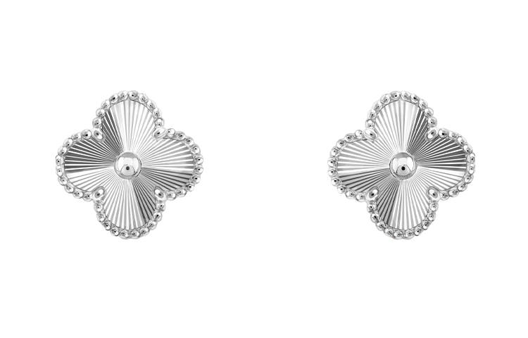 Van Cleef & Arpels Alhambra 18K Gold Earrings Unisex White Gold