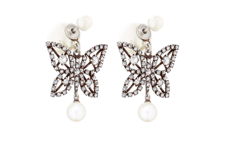 DIOR Metal, Resin, Pearl, Crystal Earrings Women's Silver