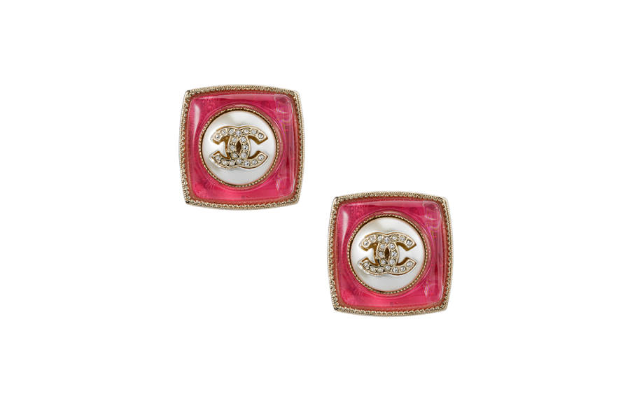 CHANEL 22c Early Spring Earrings Women's Gold, Red