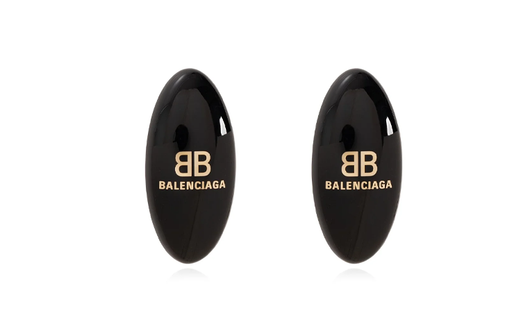Balenciaga Resin, Brass Earrings Women's Black