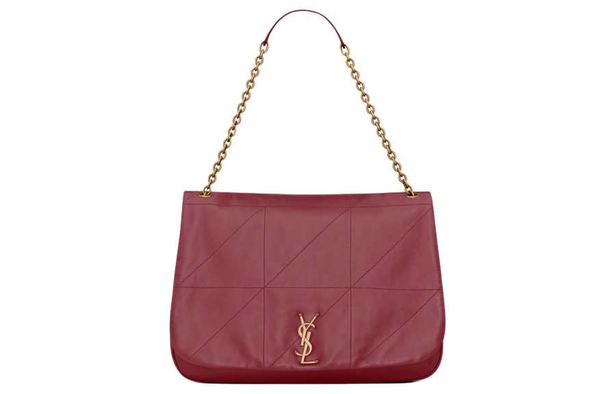 SAINT LAURENT Jamie Lambskin Handbag, Shoulder Bag Women's Merlot Red