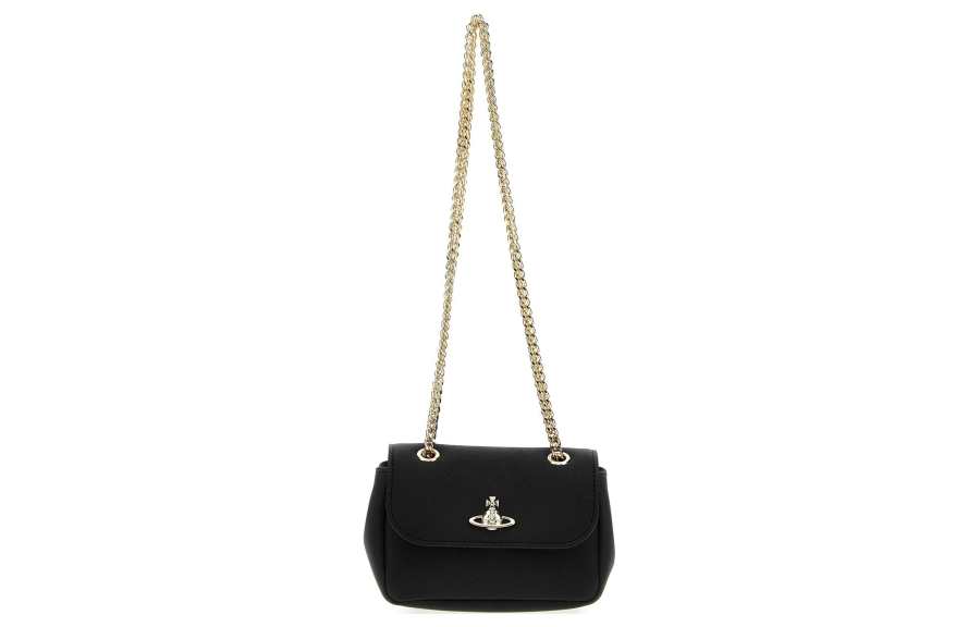 Vivienne Westwood Saffiano Leather Shoulder Bag, Crossbody Bag Women's Black