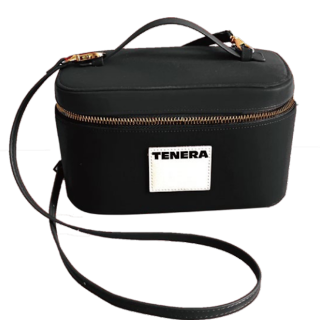 TENERA Environmentally Friendly Plain Leather Material Makeup Case One Shoulder Handbag Regular Unisex Velvet Black