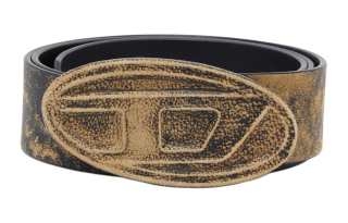 DIESEL Grained Texture Leather Belts Men's Umber