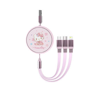 Hello Kitty All in one Cable SJX1 Telescopic, Apple TYPE C Android, Cell Phone All, Compact Portable Cute, Anti Tangle