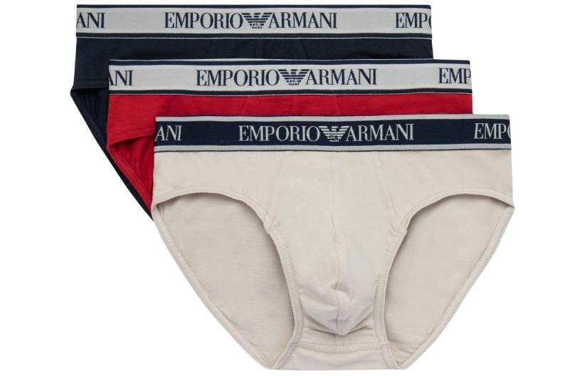 EMPORIO ARMANI Logo-jacquard Cotton Briefs Pack Of Three