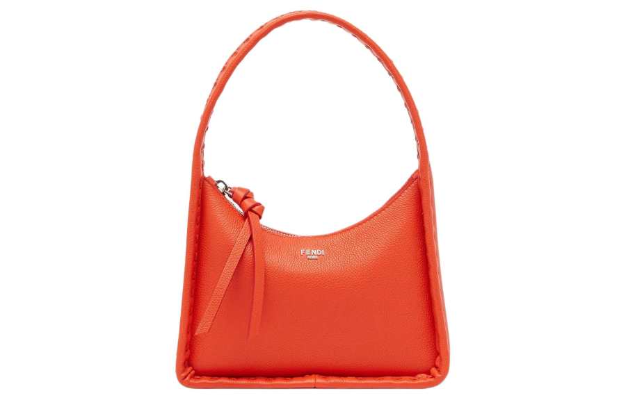 FENDI Calfskin Crescent Bag, Shoulder Bag, Handbag Mini Women's Red