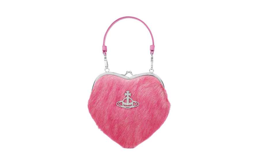 Vivienne Westwood Calf Hair Heart Shaped Bag, Portable Coin Purse Women's Pink