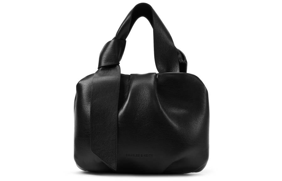 CHARLES&KEITH Pu Handbag Small Women's Chalk White/Noir Black/Orange