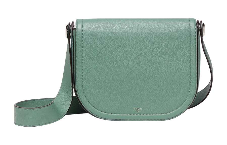 FENDI ROMA Calfskin Messenger Bag, Shoulder Bag, Crossbody Bag Men's Green