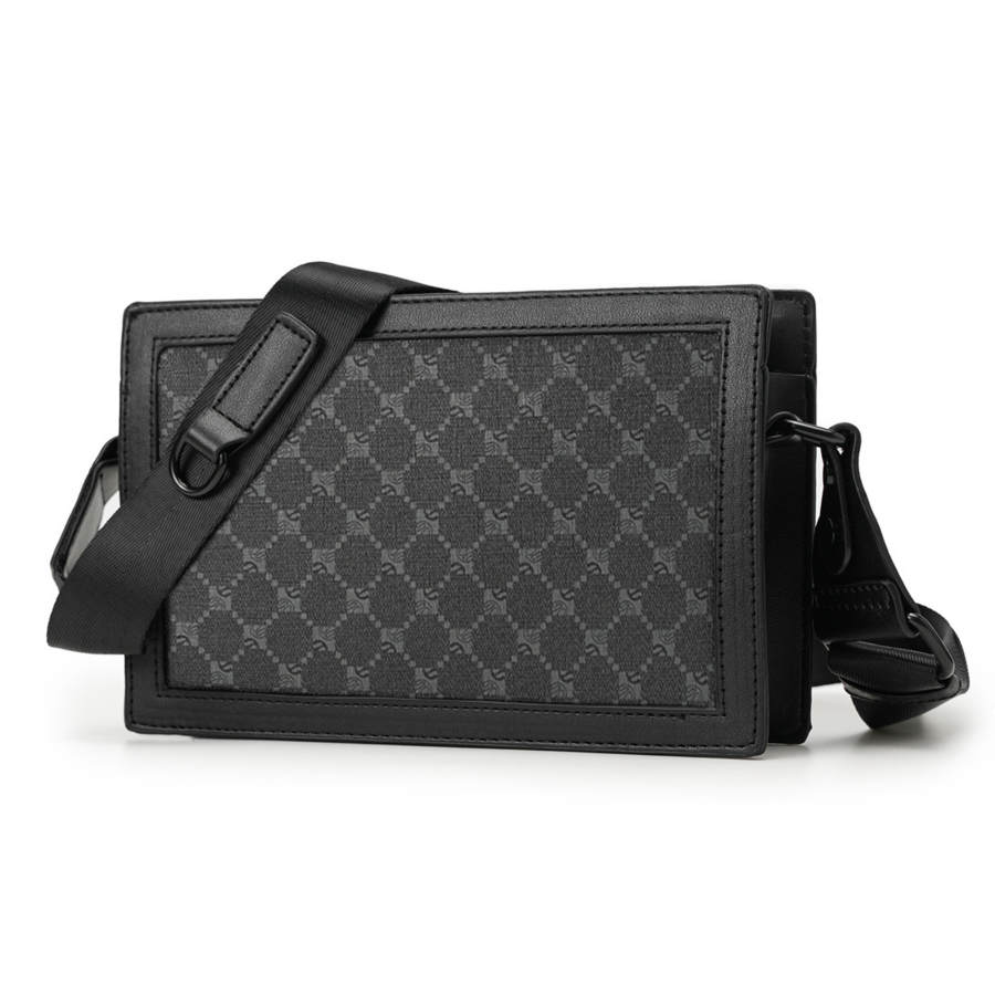 Slazenger Synthetic Leather Messenger Bag Unisex Black Gray