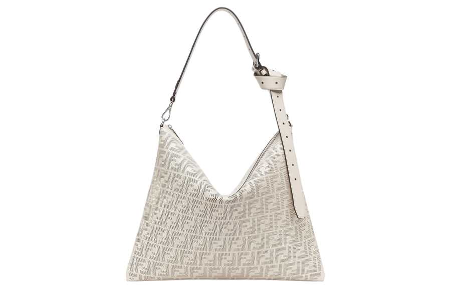 FENDI Calfskin Handbag, Shoulder Bag Men's Camellia White